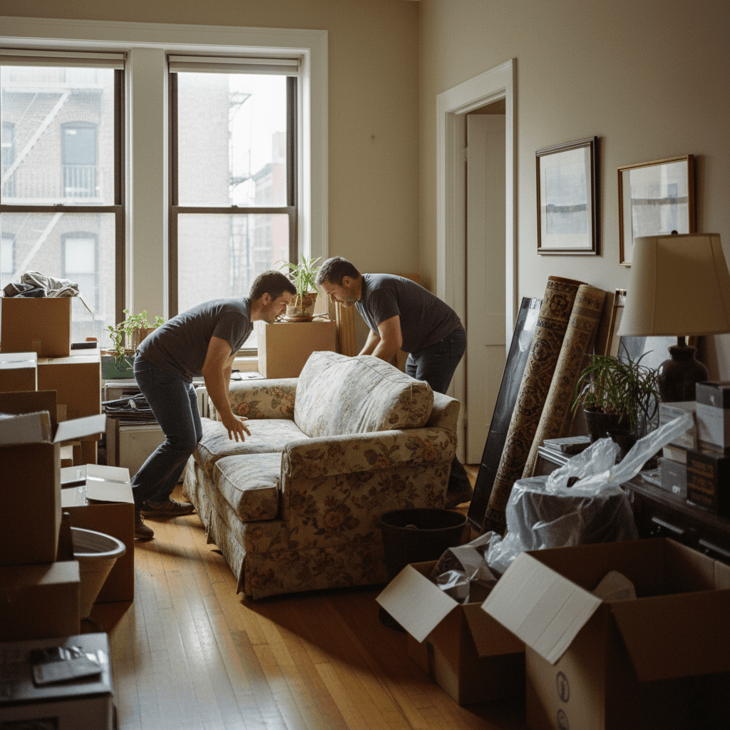 Workers removing furniture from Manhattan apartment