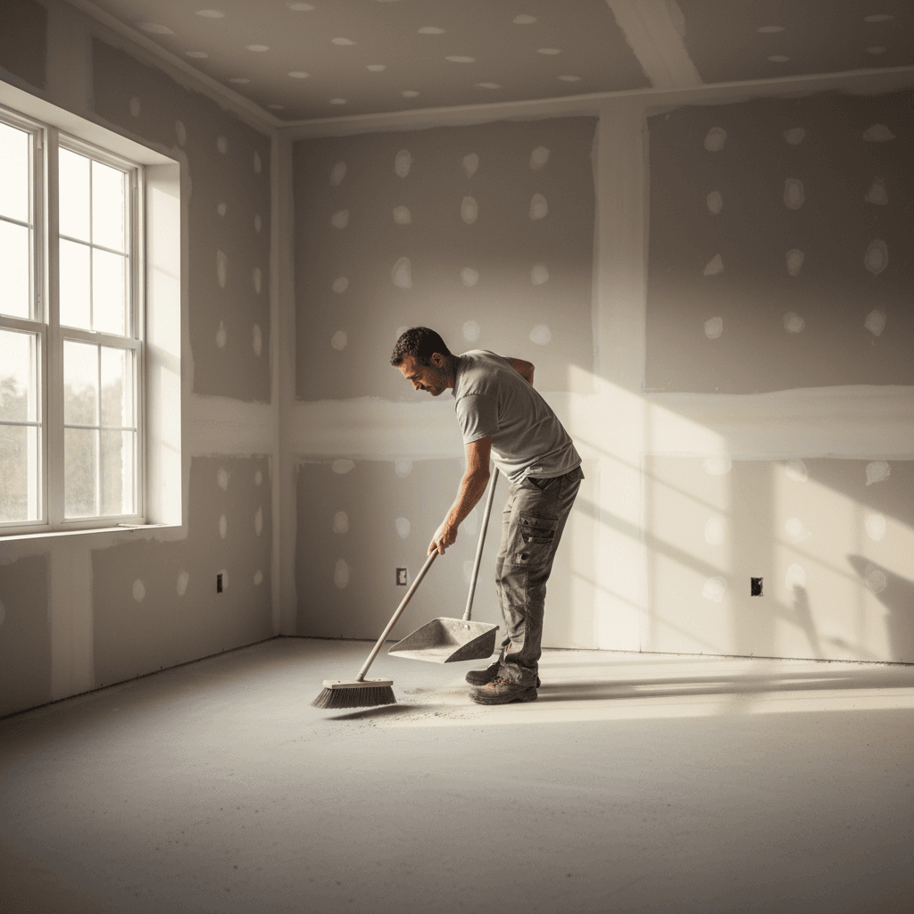 Interior space cleaned and prepared after demolition