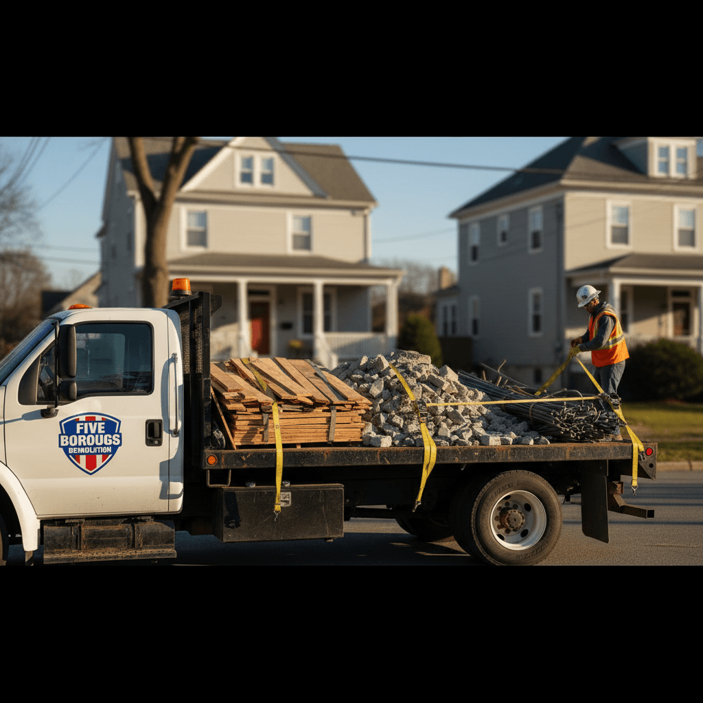 Debris removal truck loaded and ready for hauling