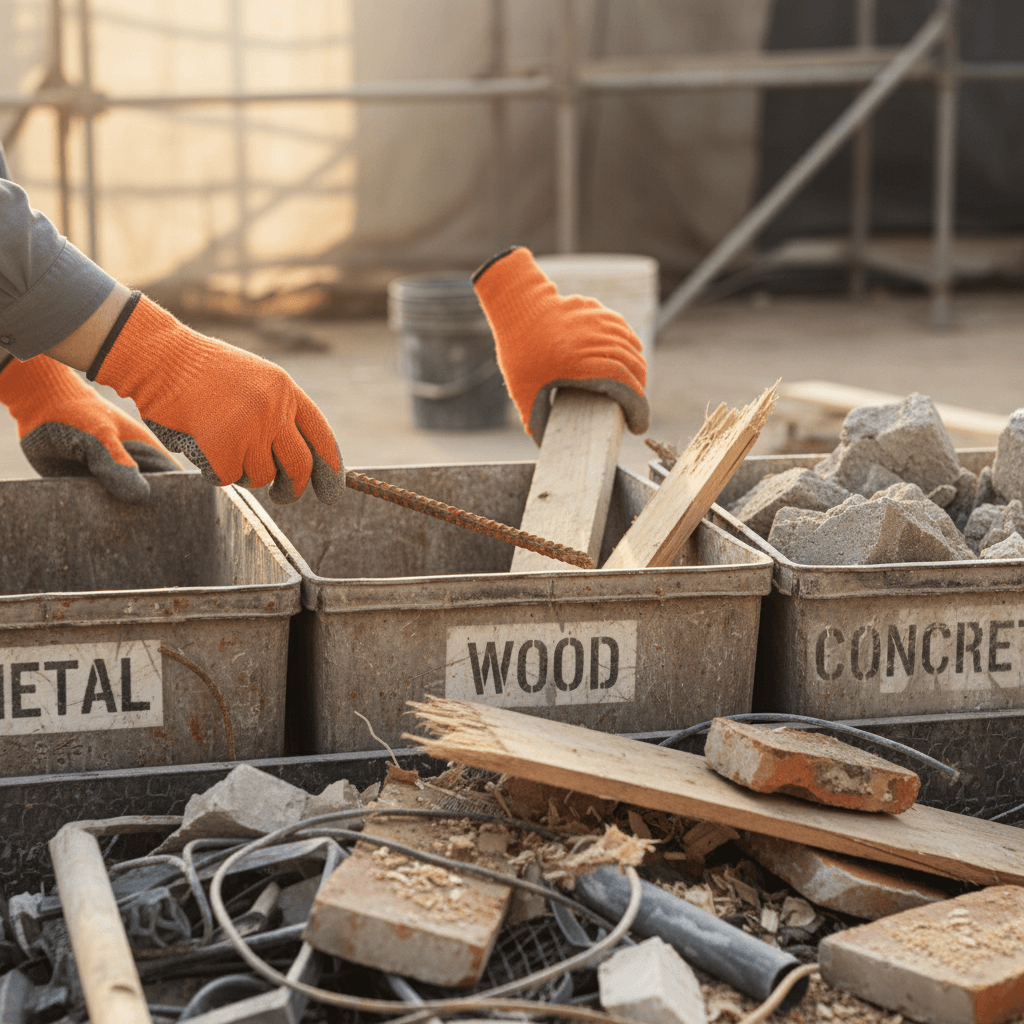 Construction material sorting and recycling