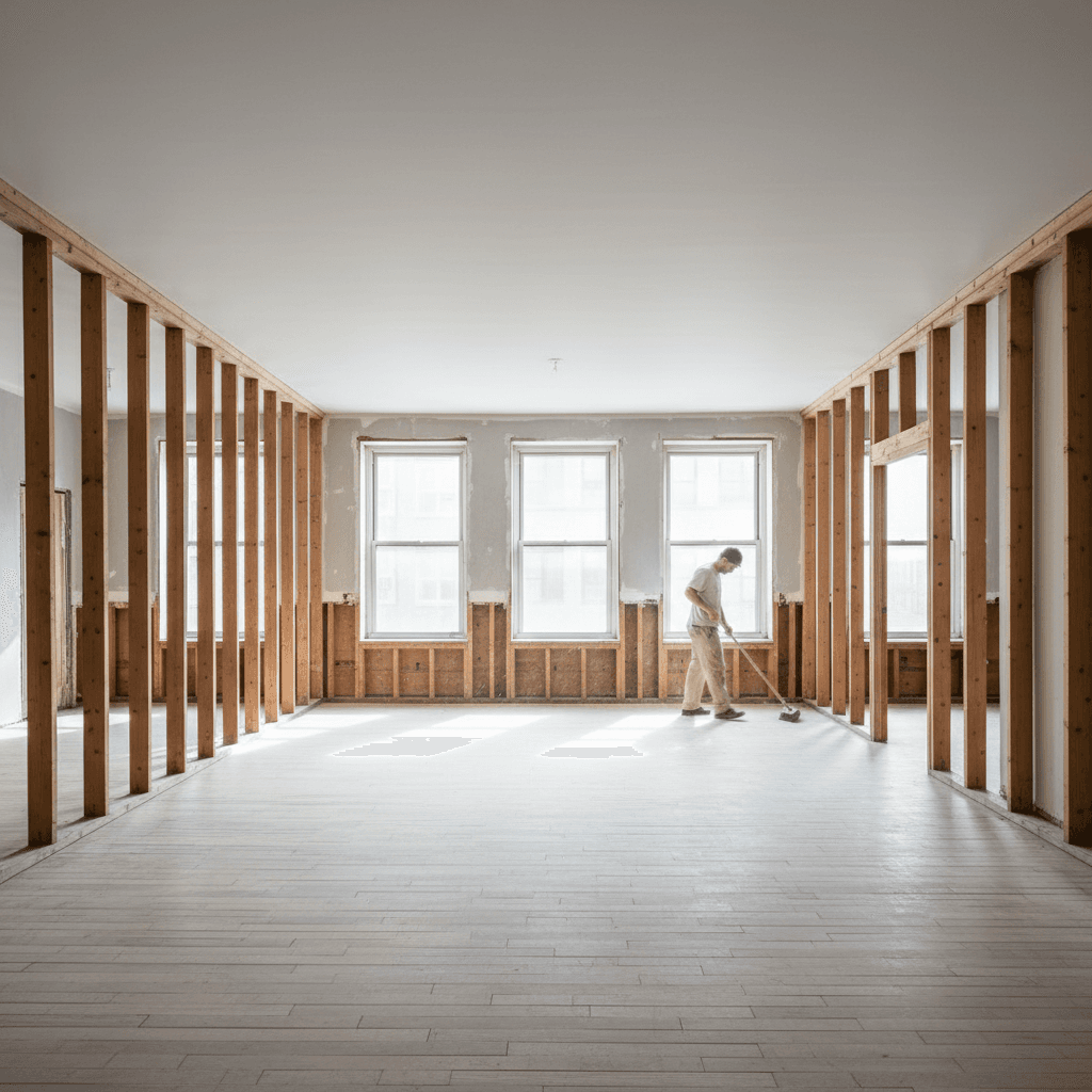 Cleaned and prepared interior space post-demolition