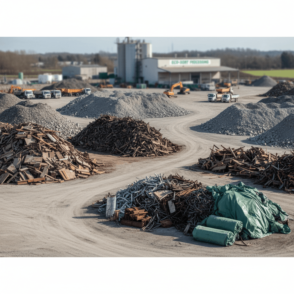 Organized construction debris at disposal facility