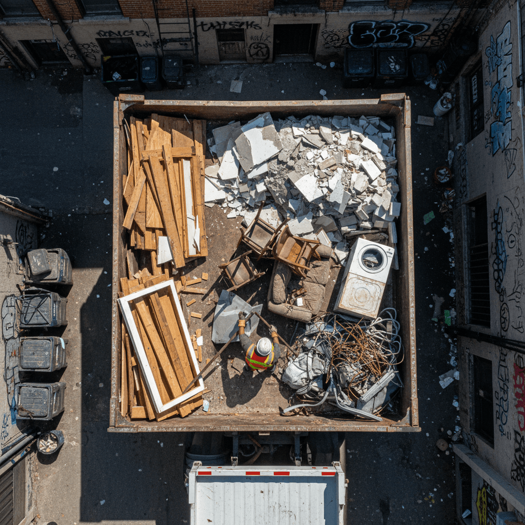Truck loaded with sorted junk and debris from cleanout