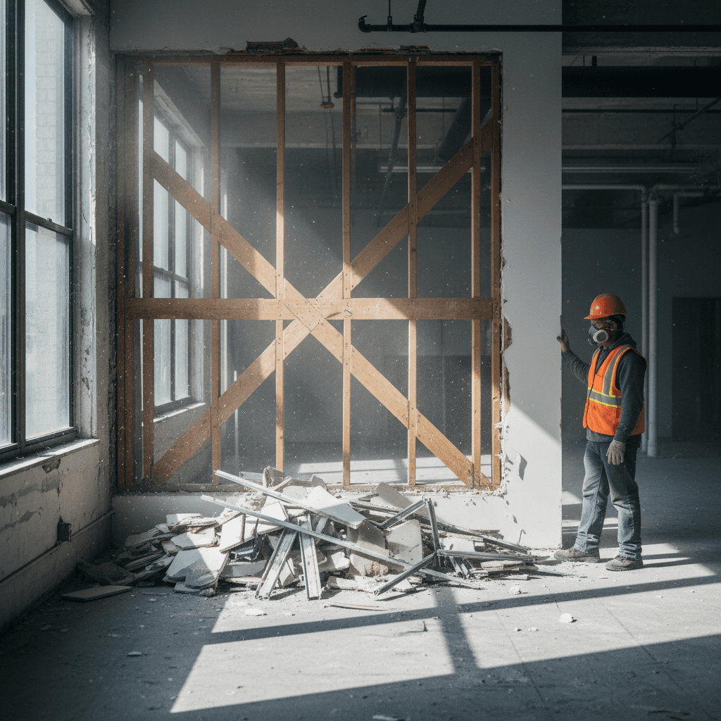 Interior wall removal in Manhattan apartment
