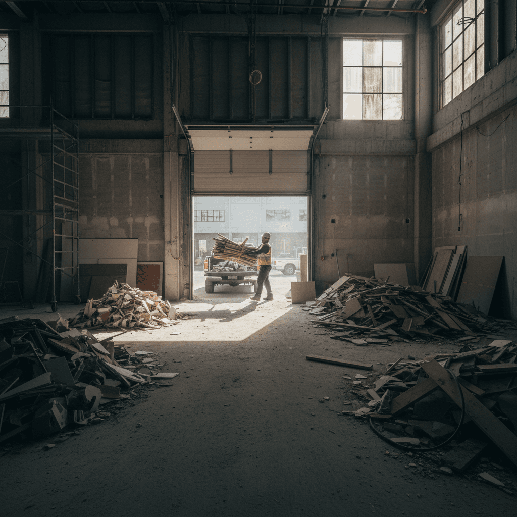 Construction debris removal from a New York renovation site