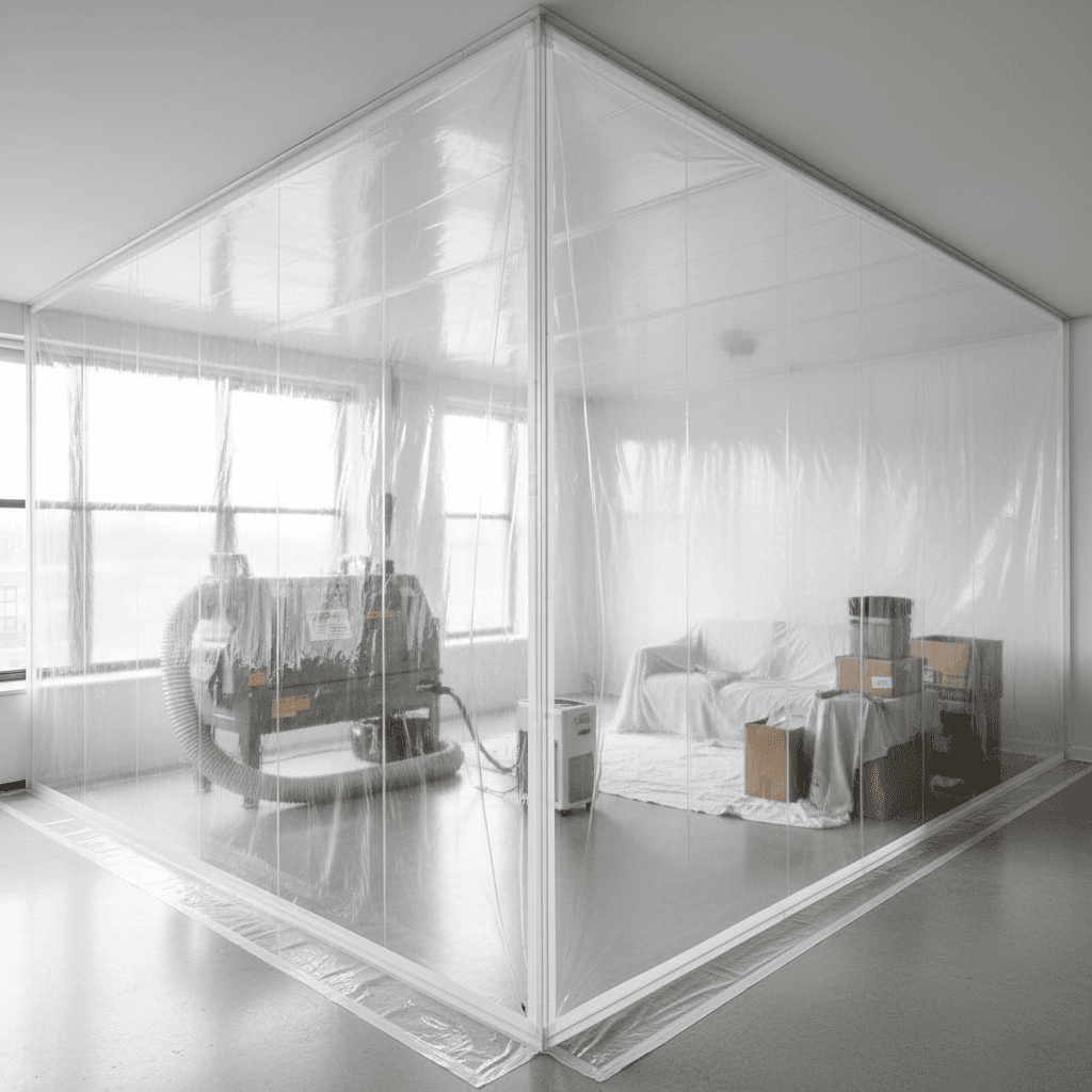 Professional dust containment system in place