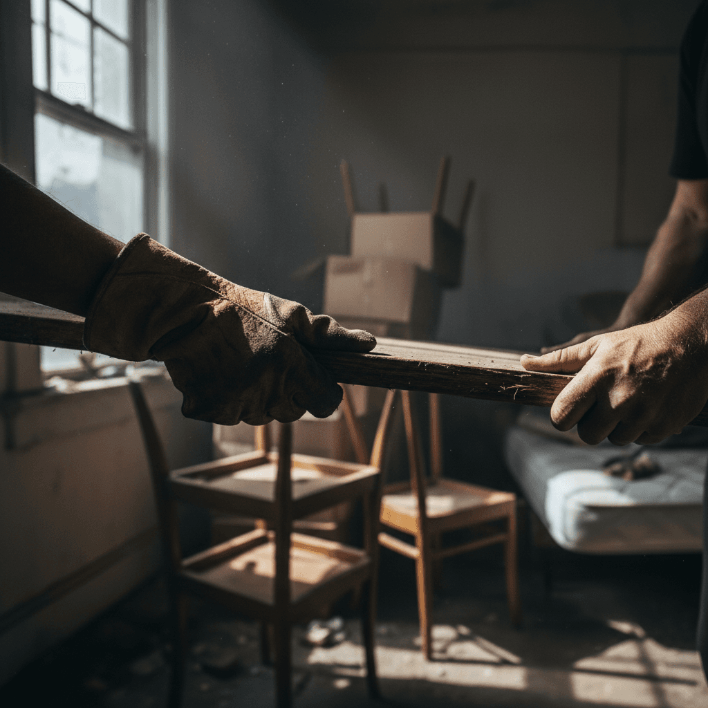 Debris cleanup in empty apartment